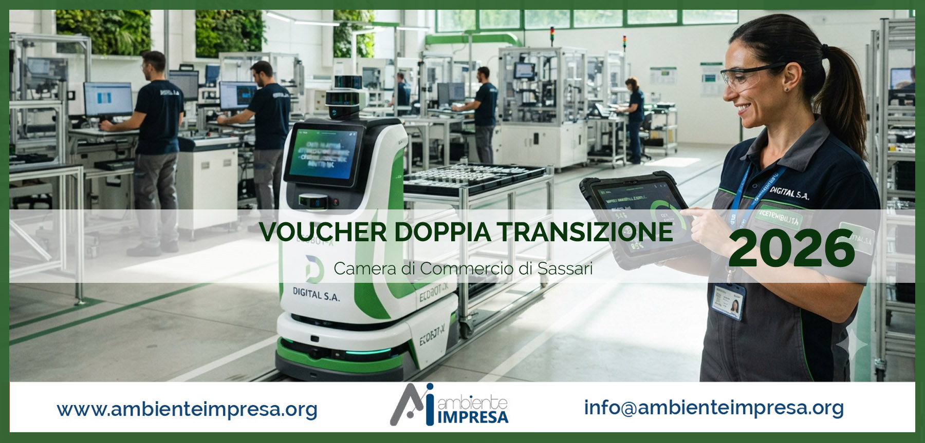 Doppia Transizione 2026: voucher per innovazione e sostenibilità - CCIAA- SASSARI - Ambiente Impresa SRL - Finanza Agevolata - Cagliari Doppia Transizione 2026: voucher per innovazione e sostenibilità - CCIAA- SASSARI - Ambiente Impresa SRL - Finanza Agevolata - Cagliari
